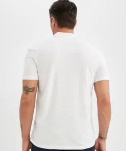 Defacto Regular Fit Zipper Polo T-Shirt White 11 White Polo T-Shirt by Defacto