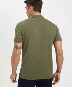 Defacto Regular Fit Zipper Polo T-Shirt Olive Green 11 Olive Green Polo T-Shirt by Defacto